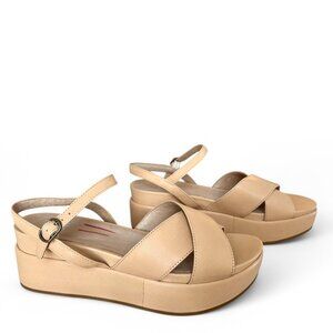 NWOB! Eileen Fisher ‘Juno’ Leather Platform Criss-Cross Strap Sandal